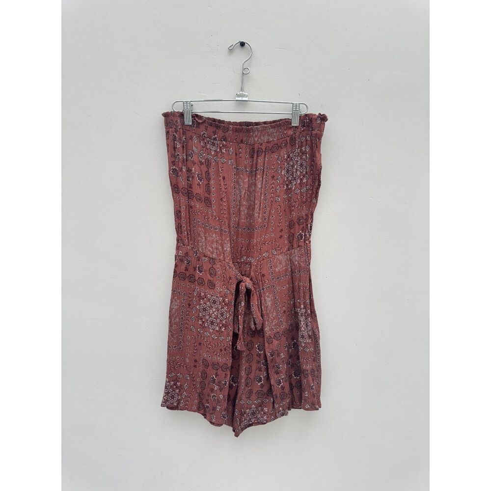 Saints & Hearts Strapless Romper Rust Brown Medallion Paisley Print Medium M USA